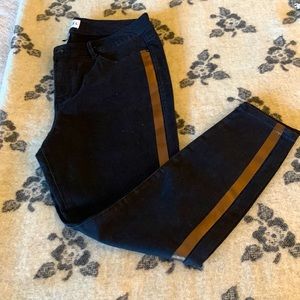 Rebel Metallic Strip Skinny Black Jean